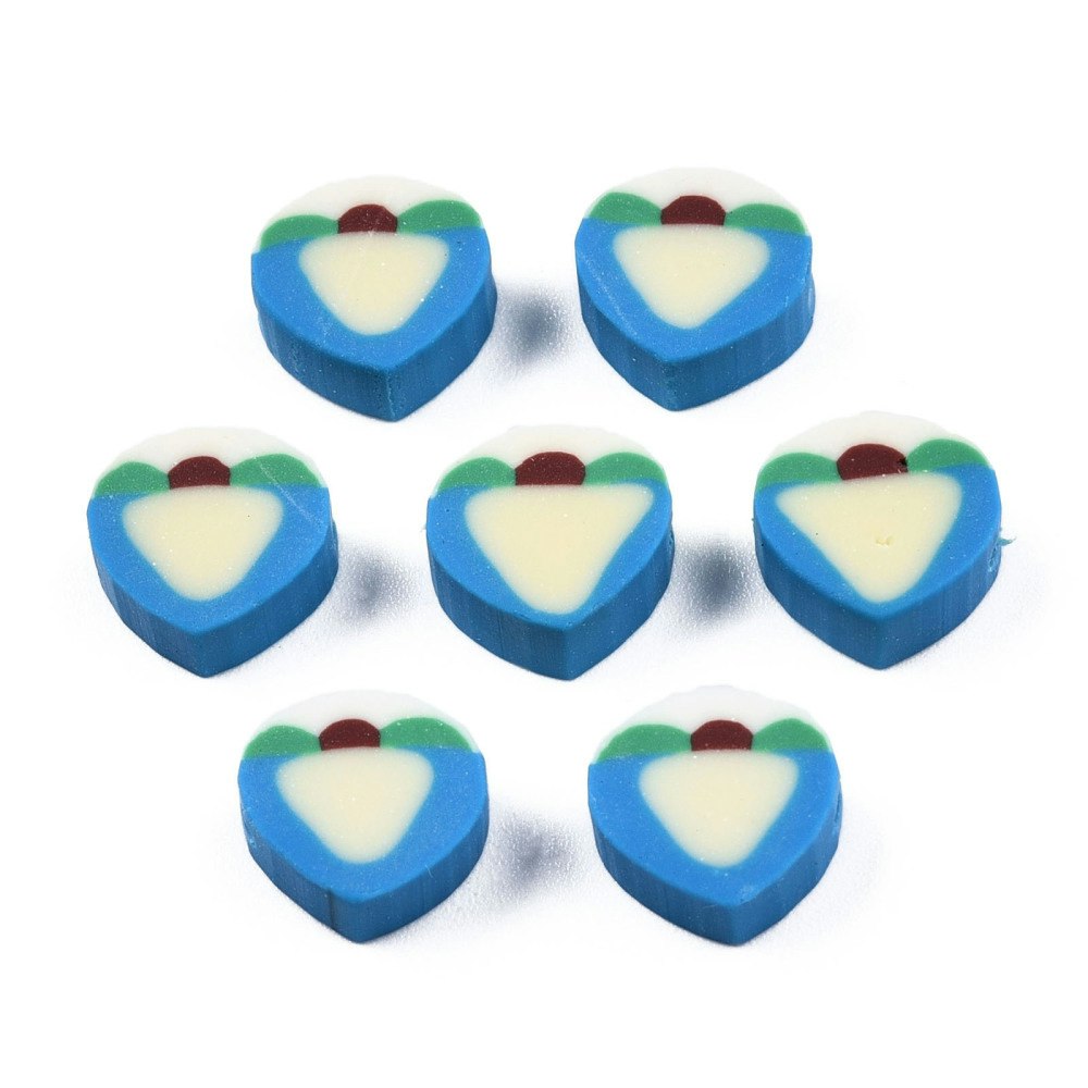 Polymerlerpärlor, Persika/Peach, Deep Sky Blue, 50 st