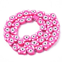Polymerlerpärlor, Björn, Hot Pink, 37-40 st