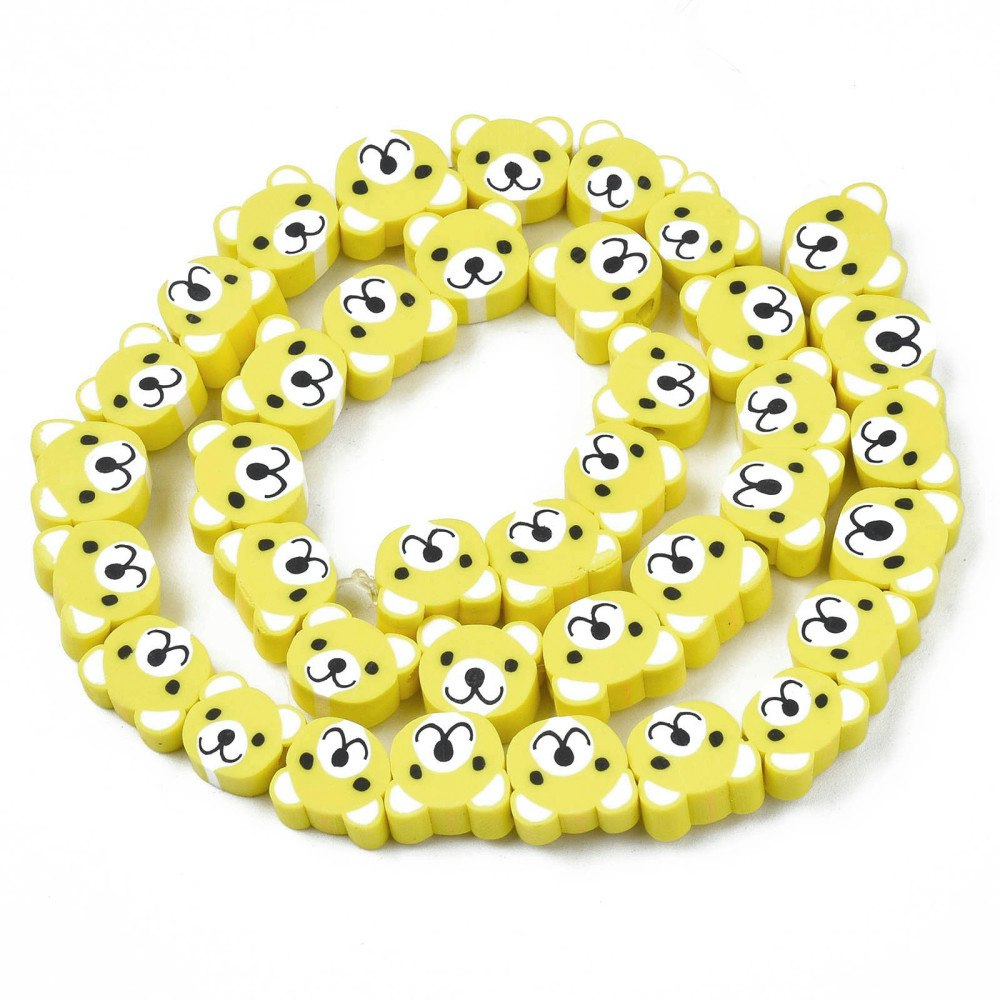 Polymerlerpärlor, Björn, Yellow, 37-40 st