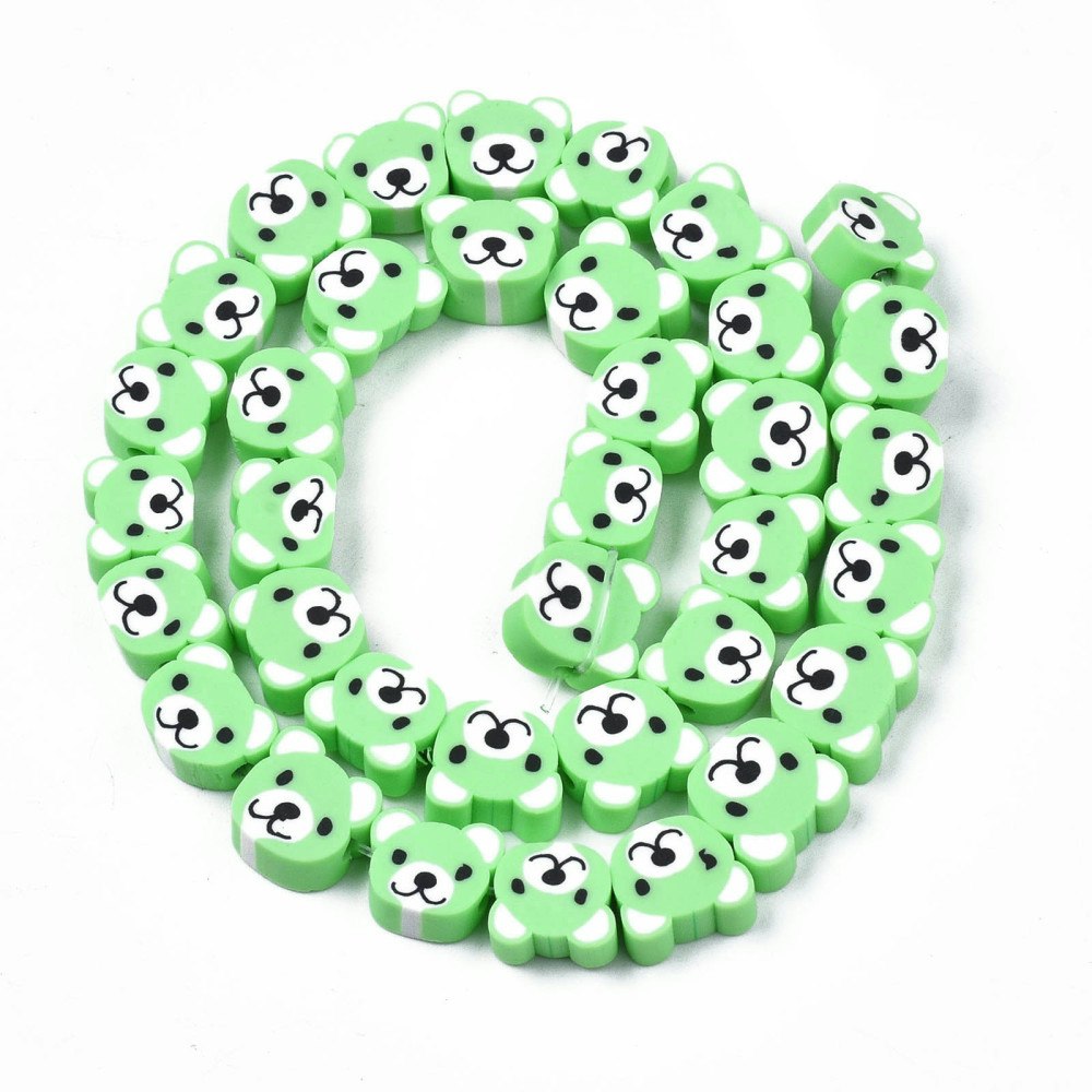 Polymerlerpärlor, Björn, Light Green, 37-40 st