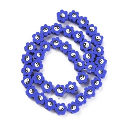 Polymerlerpärlor, Flower, Yin Yang, Medium Blue, Ca: 40 st