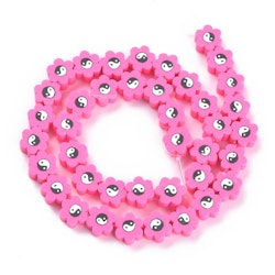 Polymerlerpärlor, Flower, Yin Yang, Deep Pink, Ca: 40 st