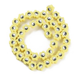 Polymerlerpärlor, Flower, Yin Yang, Yellow, Ca: 40 st