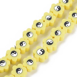 Polymerlerpärlor, Flower, Yin Yang, Yellow, Ca: 40 st