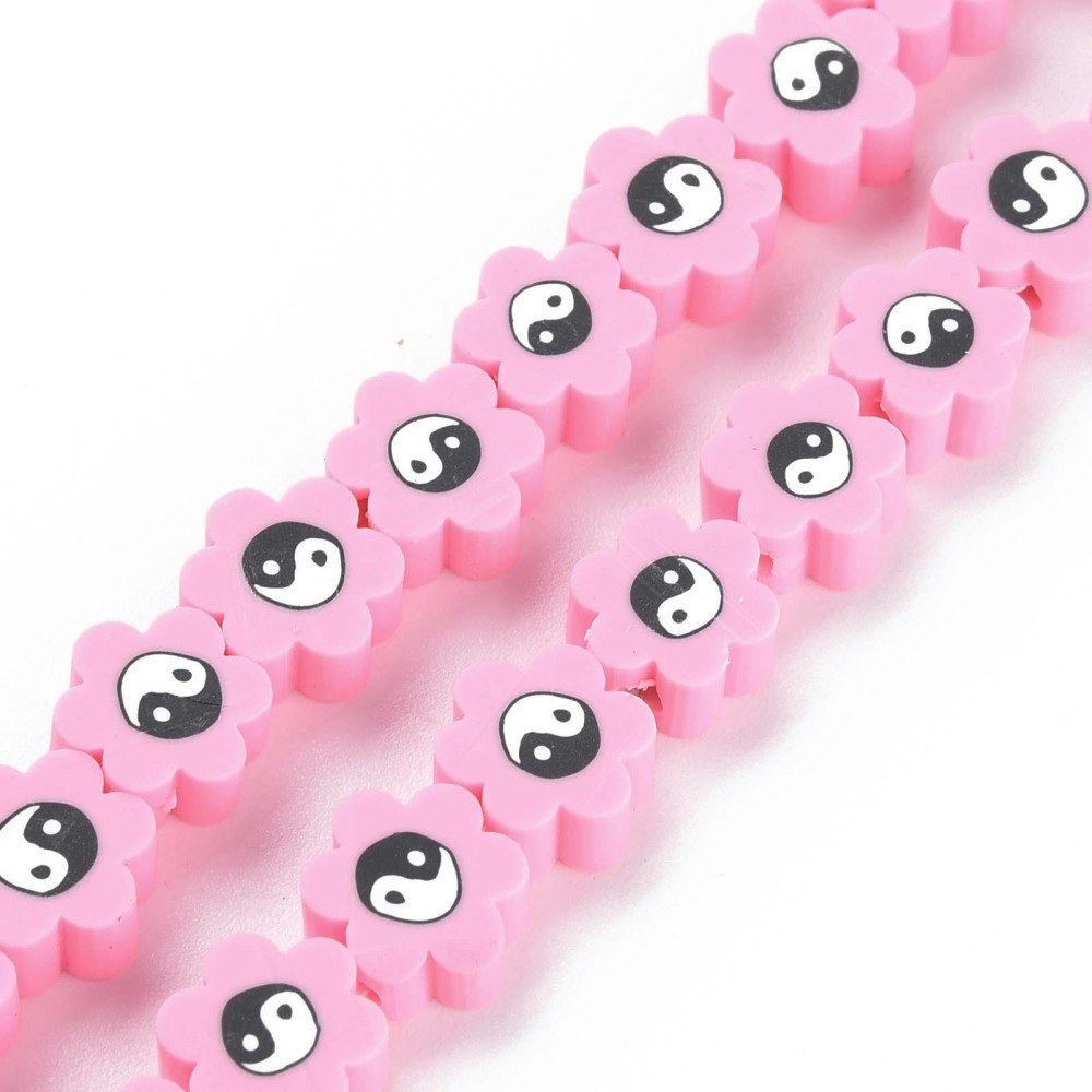Polymerlerpärlor, Flower, Yin Yang, Pearl Pink, Ca: 40 st
