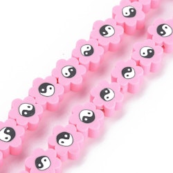 Polymerlerpärlor, Flower, Yin Yang, Pearl Pink, Ca: 40 st