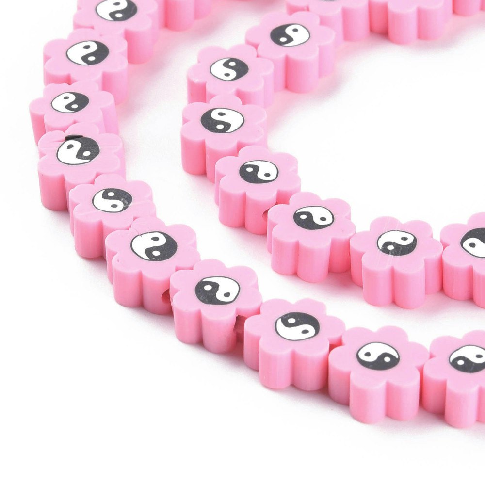 Polymerlerpärlor, Flower, Yin Yang, Pearl Pink, Ca: 40 st