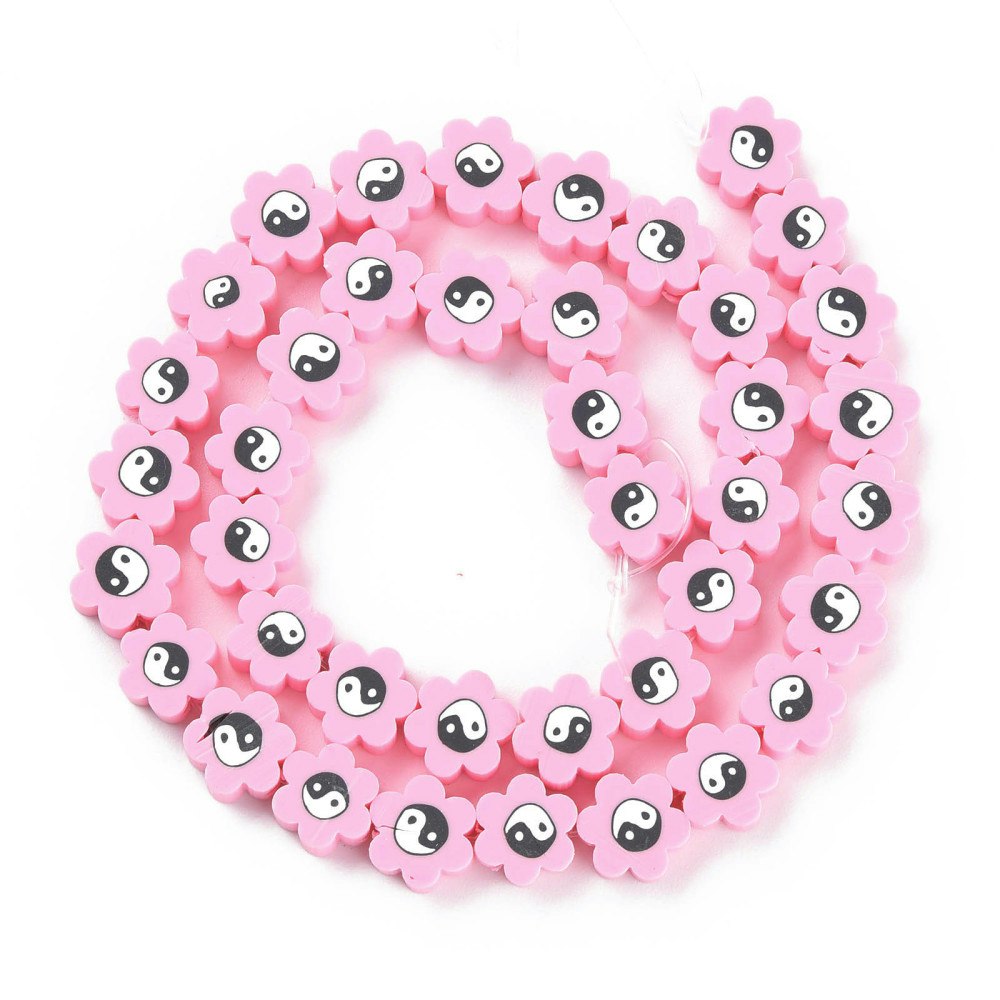 Polymerlerpärlor, Flower, Yin Yang, Pearl Pink, Ca: 40 st