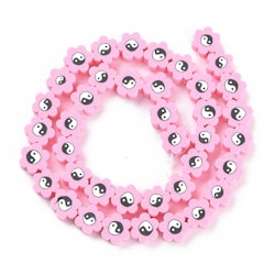 Polymerlerpärlor, Flower, Yin Yang, Pearl Pink, Ca: 40 st