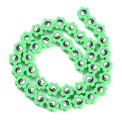 Polymerlerpärlor, Flower, Yin Yang, Spring Green, Ca: 40 st