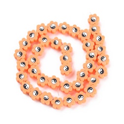 Polymerlerpärlor, Flower, Yin Yang, Light Salmon, Ca: 40 st