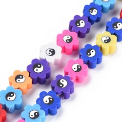 Polymerlerpärlor, Flower, Yin Yang, Mixed Color, Ca: 40 st