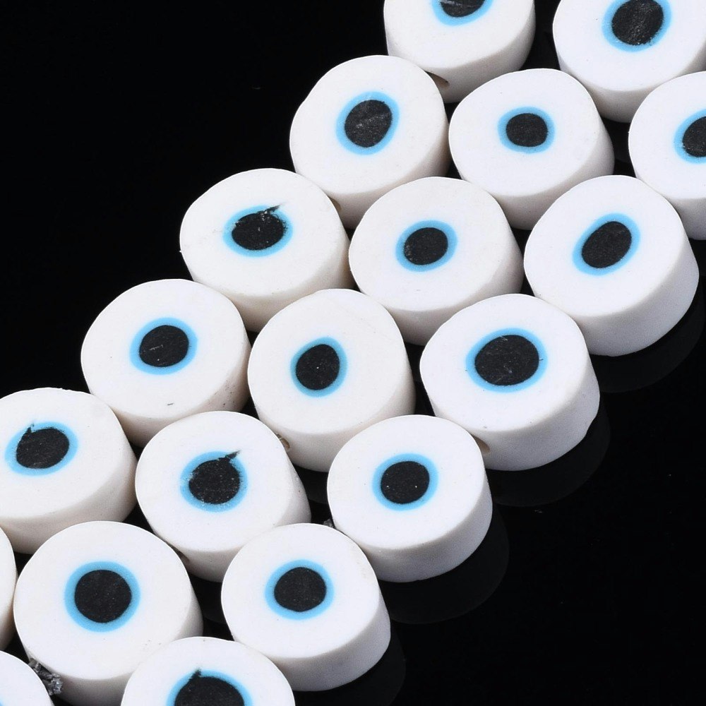 Polymerlerpärlor, Evil Eye, White, Ca: 40 st