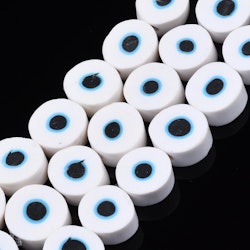 Polymerlerpärlor, Evil Eye, White, Ca: 40 st