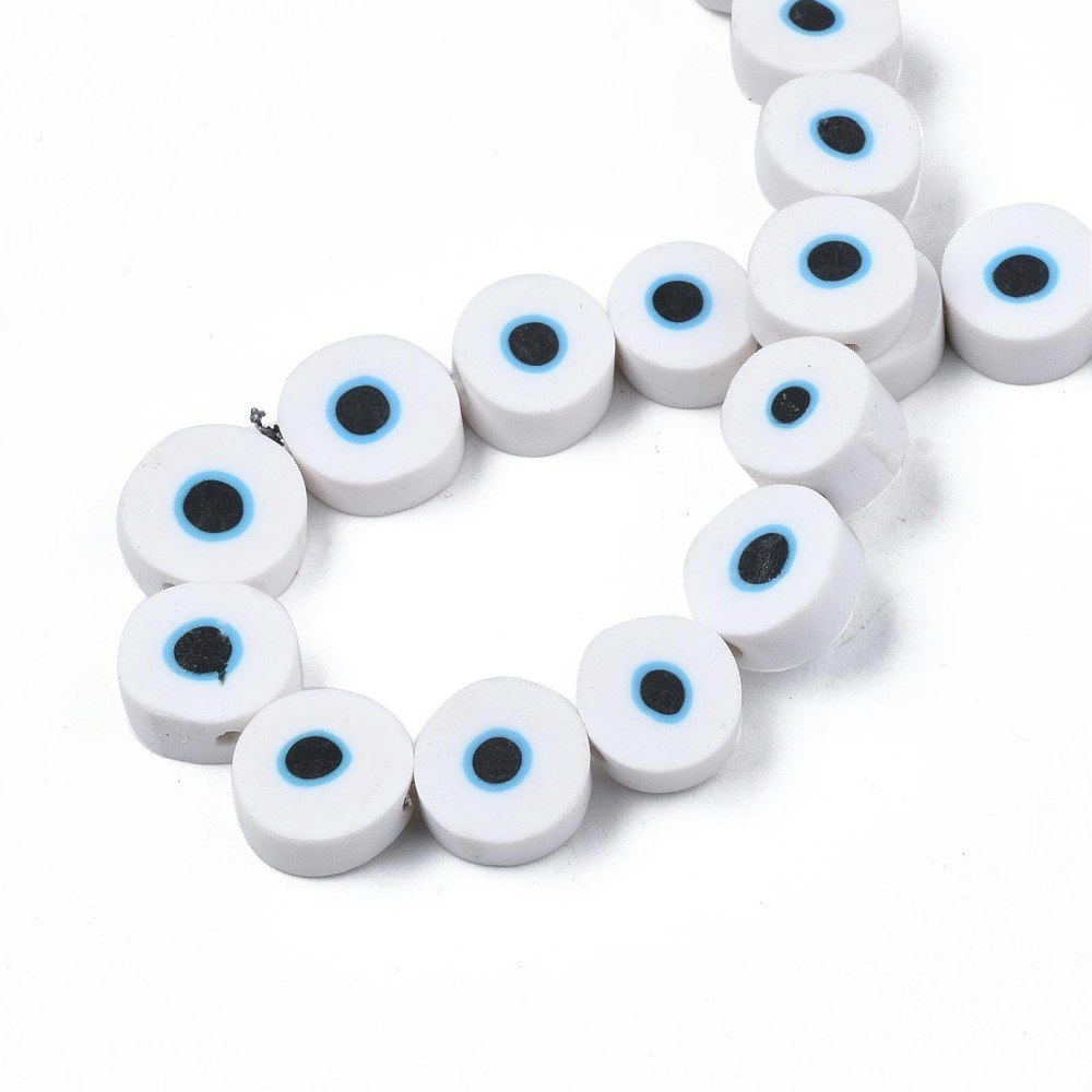 Polymerlerpärlor, Evil Eye, White, Ca: 40 st