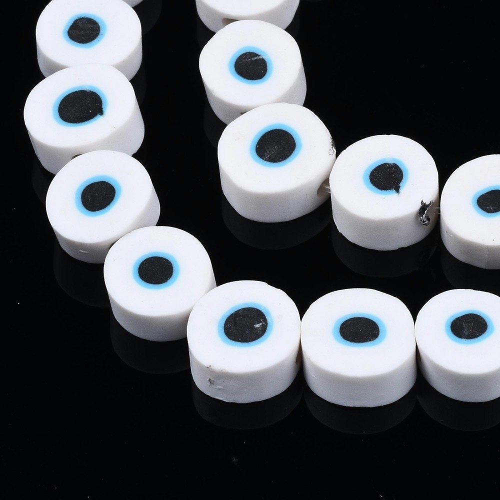 Polymerlerpärlor, Evil Eye, White, Ca: 40 st