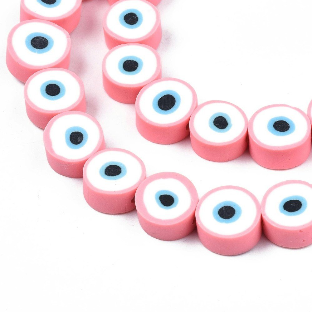 Polymerlerpärlor, Evil Eye, Pink, Ca: 40 st