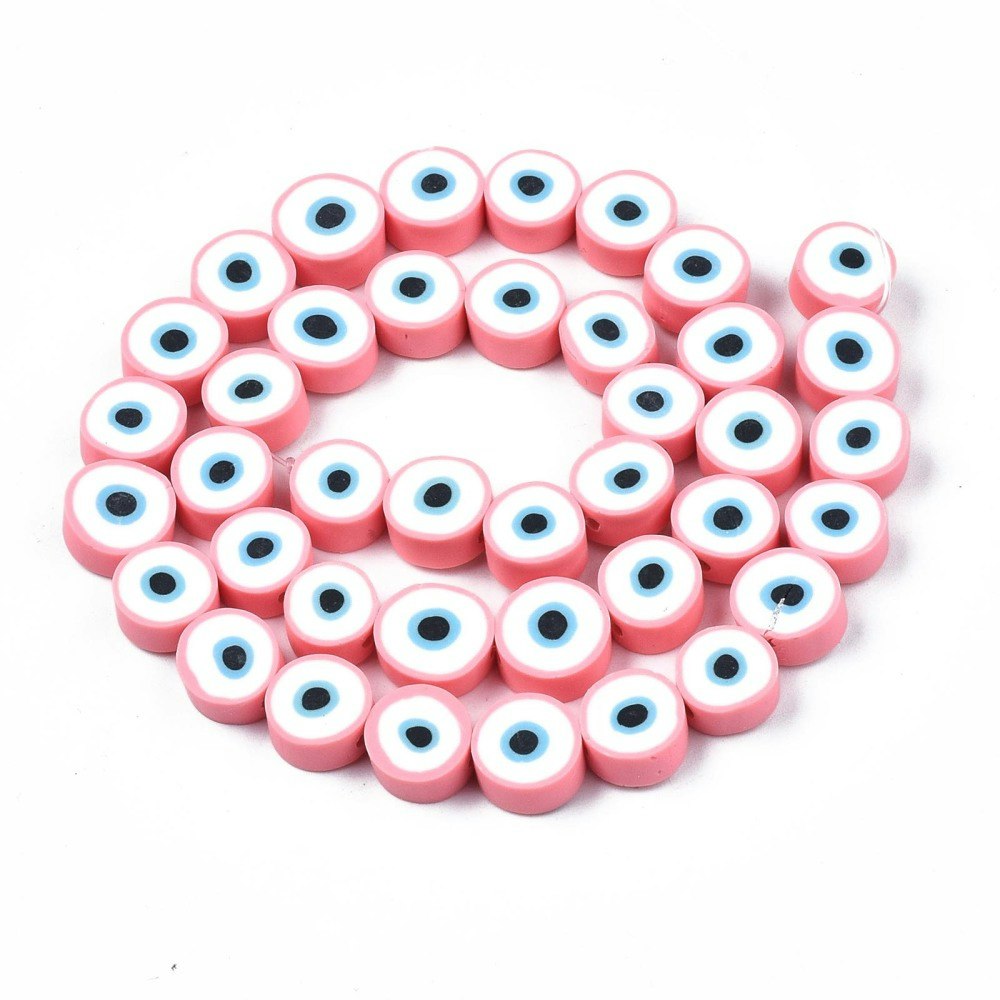 Polymerlerpärlor, Evil Eye, Pink, Ca: 40 st