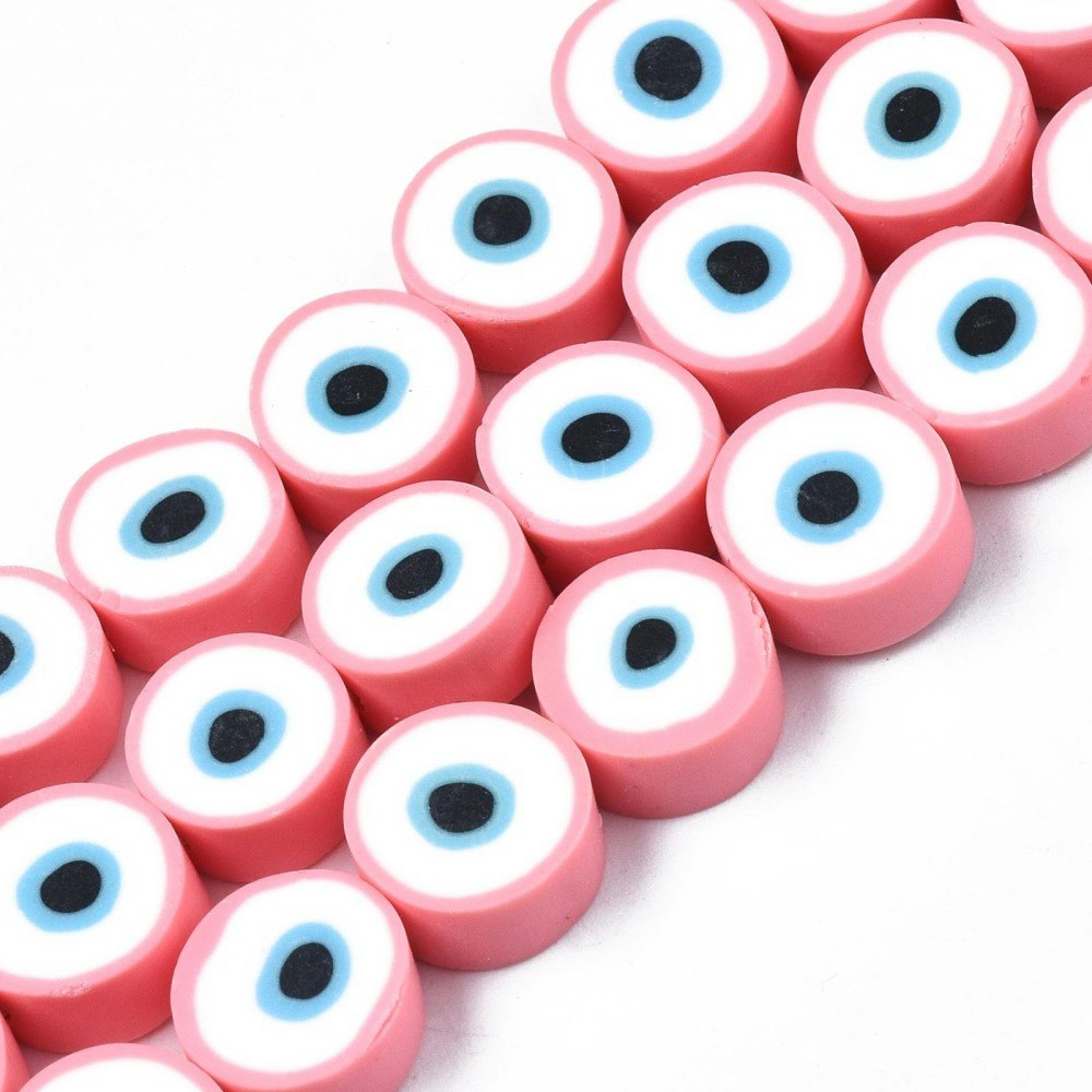 Polymerlerpärlor, Evil Eye, Pink, Ca: 40 st
