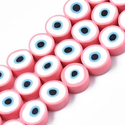 Polymerlerpärlor, Evil Eye, Pink, Ca: 40 st