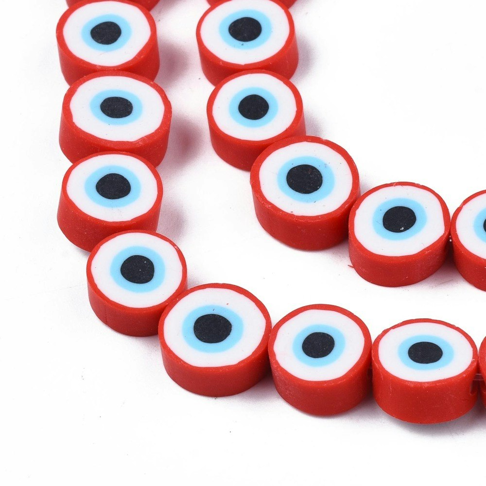 Polymerlerpärlor, Evil Eye, Crimson, Ca: 40 st