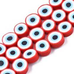 Polymerlerpärlor, Evil Eye, Crimson, Ca: 40 st
