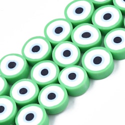 Polymerlerpärlor, Evil Eye, Light Green, Ca: 40 st