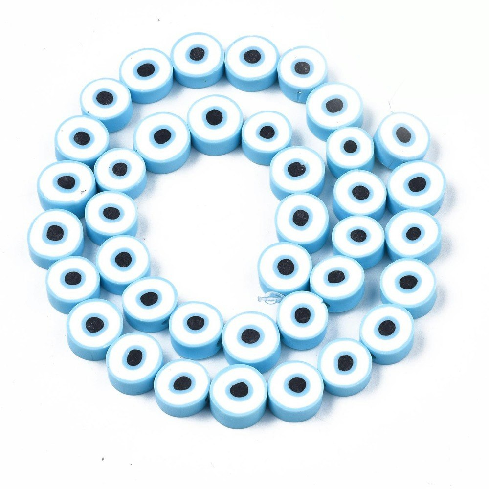Polymerlerpärlor, Evil Eye, Light Blue, Ca: 40 st