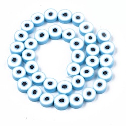 Polymerlerpärlor, Evil Eye, Light Blue, Ca: 40 st
