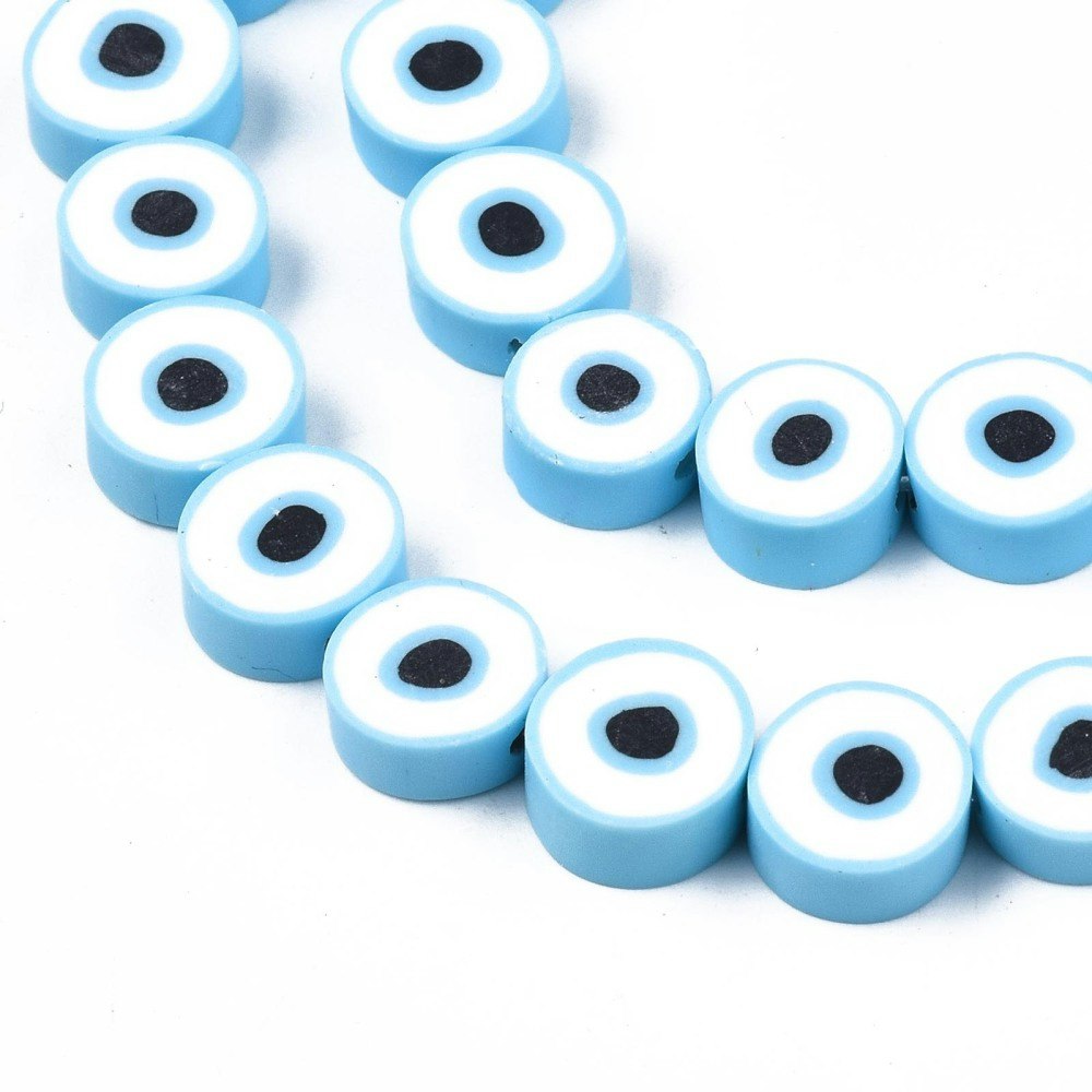 Polymerlerpärlor, Evil Eye, Light Blue, Ca: 40 st