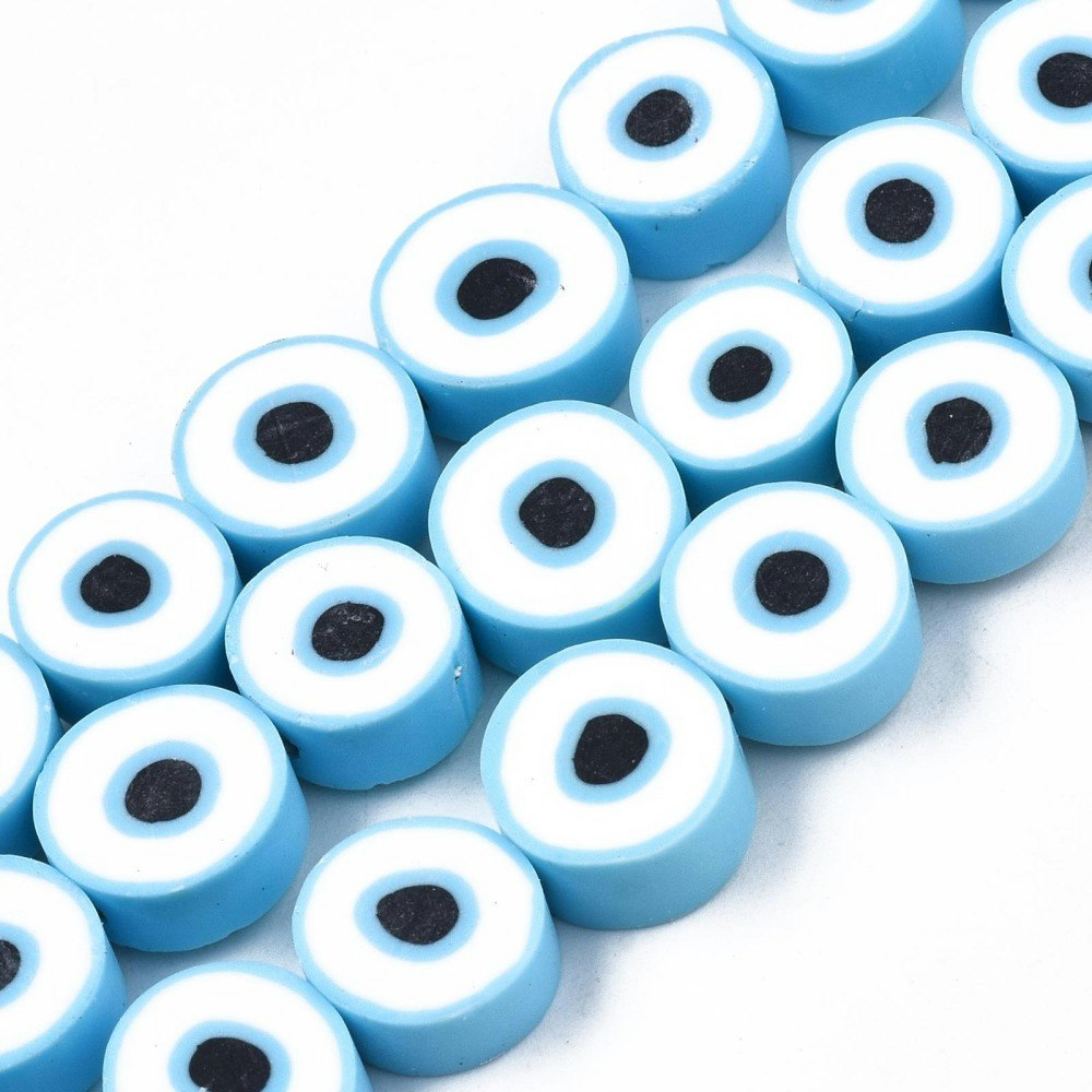 Polymerlerpärlor, Evil Eye, Light Blue, Ca: 40 st