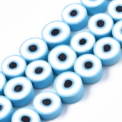 Polymerlerpärlor, Evil Eye, Light Blue, Ca: 40 st