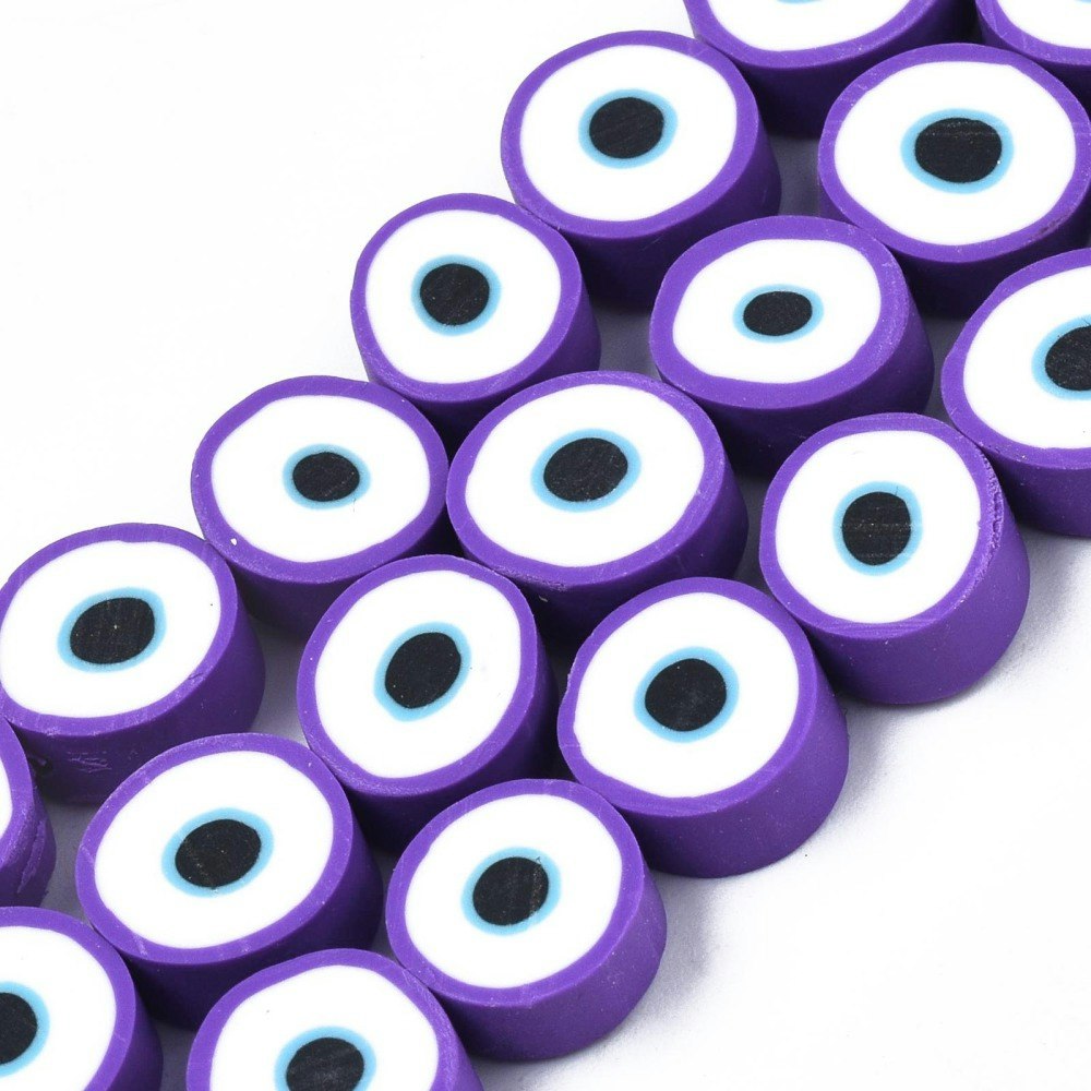 Polymerlerpärlor, Evil Eye, Dark Violet, Ca: 40 st
