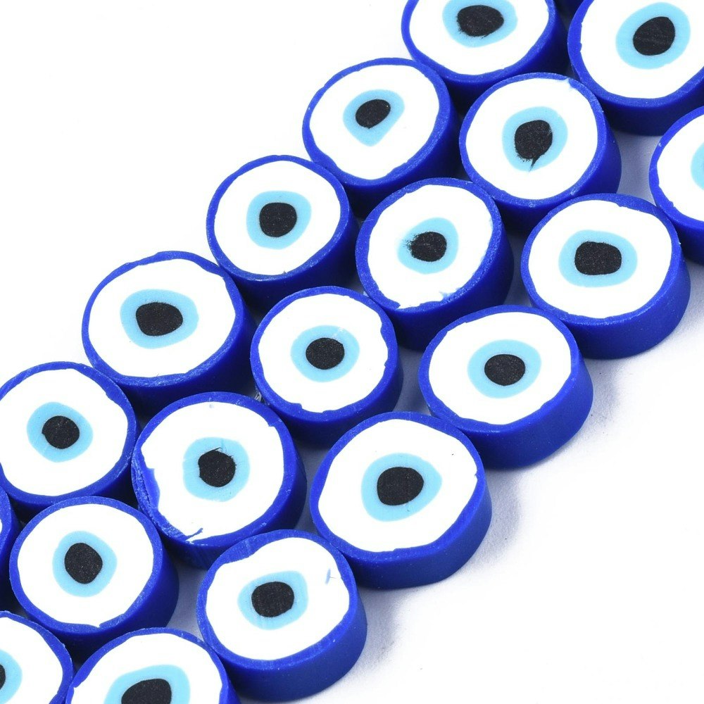 Polymerlerpärlor, Evil Eye, Medium Blue, Ca: 40 st