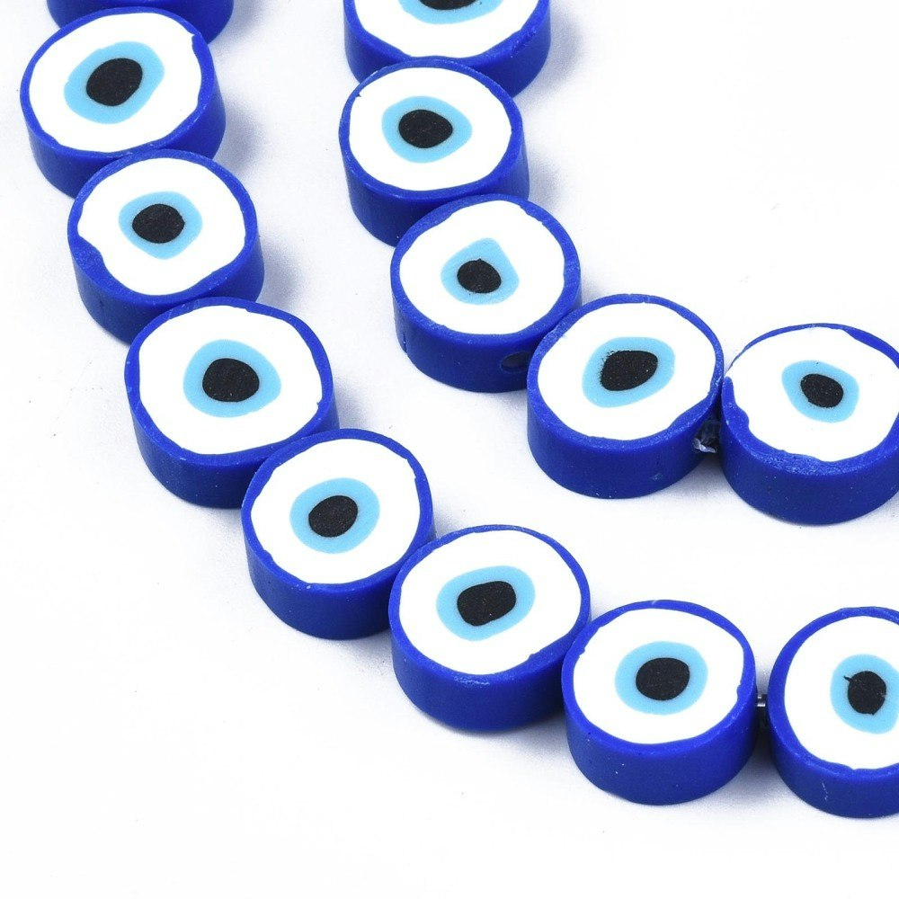 Polymerlerpärlor, Evil Eye, Medium Blue, Ca: 40 st