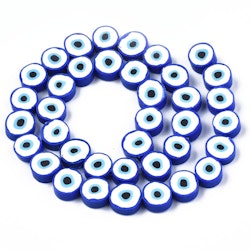 Polymerlerpärlor, Evil Eye, Medium Blue, Ca: 40 st