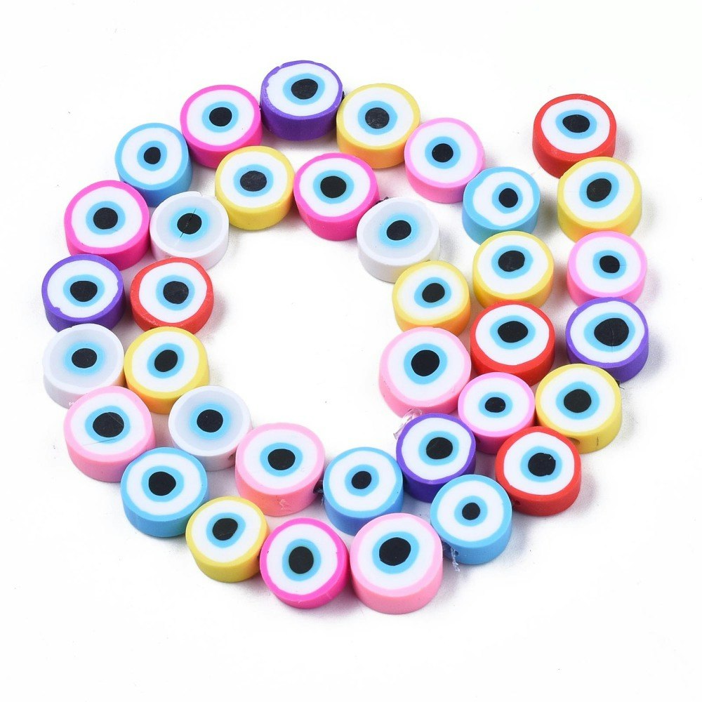 Polymerlerpärlor, Evil Eye, Mixed Color, Ca: 40 st