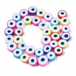 Polymerlerpärlor, Evil Eye, Mixed Color, Ca: 40 st