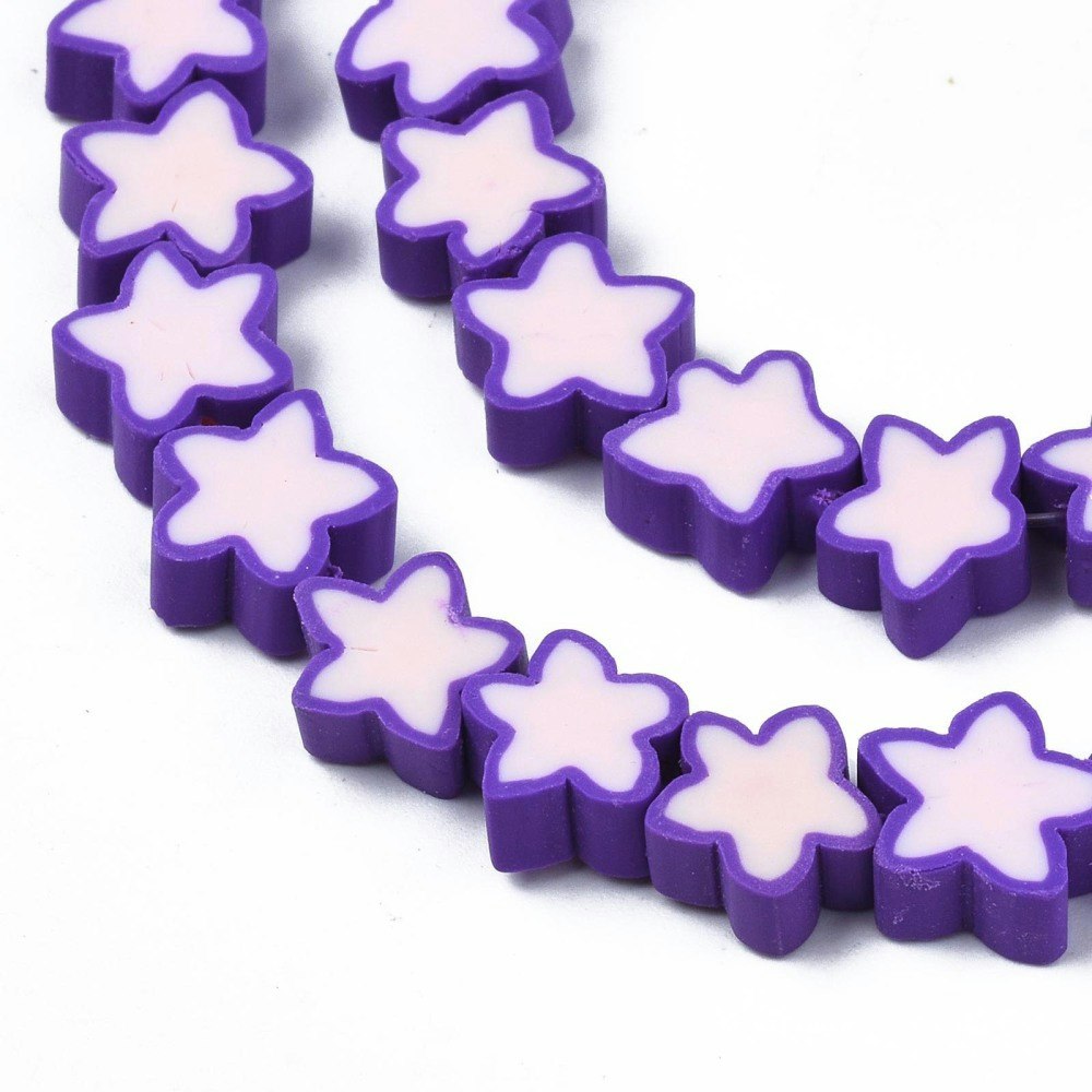 Polymerlerpärlor, Stjärna, Blue Violet, Ca: 40 st