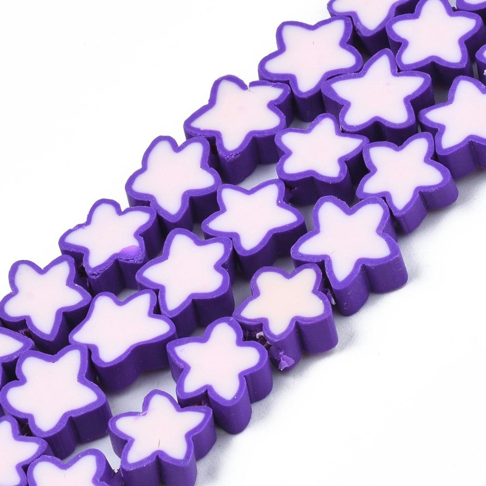 Polymerlerpärlor, Stjärna, Blue Violet, Ca: 40 st
