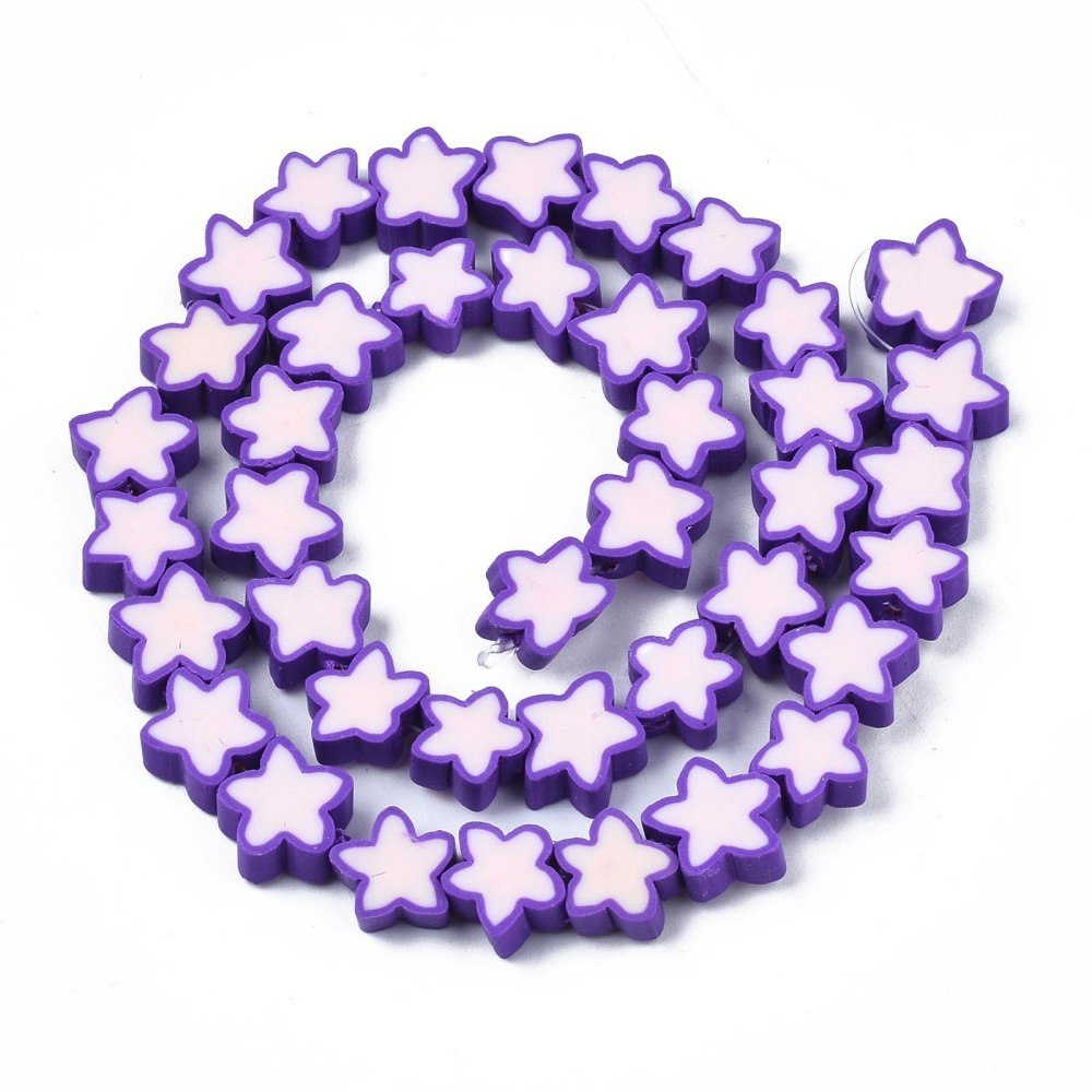 Polymerlerpärlor, Stjärna, Blue Violet, Ca: 40 st