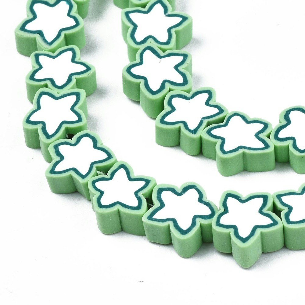 Polymerlerpärlor, Stjärna, Light Green, Ca: 40 st