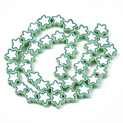 Polymerlerpärlor, Stjärna, Light Green, Ca: 40 st