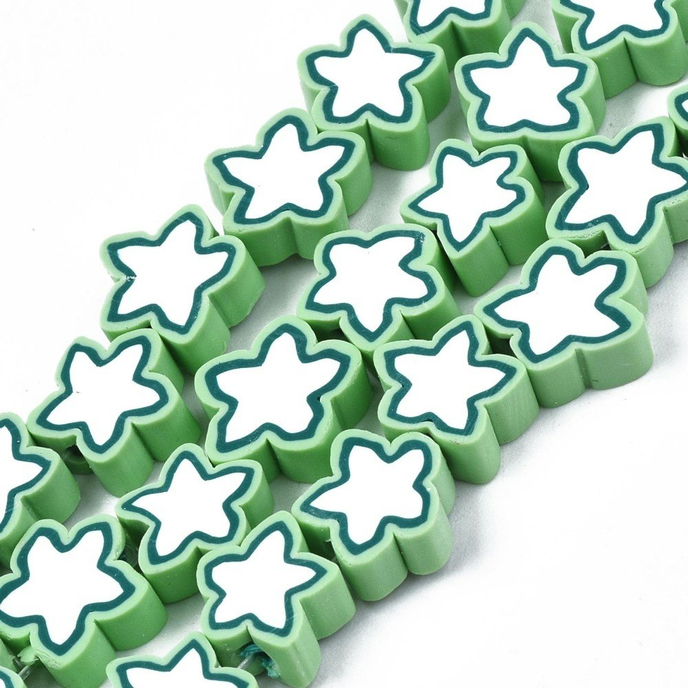 Polymerlerpärlor, Stjärna, Light Green, Ca: 40 st
