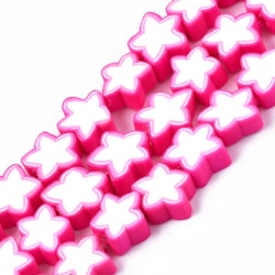 Polymerlerpärlor, Stjärna, Deep Pink, Ca: 40 st
