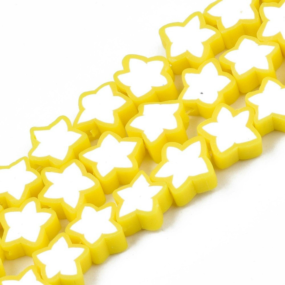 Polymerlerpärlor, Stjärna, Yellow, Ca: 40 st