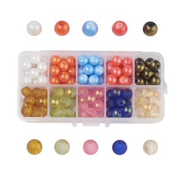 Glaspärlor, 10 olika färger, 10mm