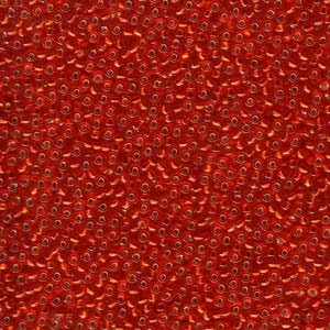 MIYUKI, Japanese Seed Beads, Round, 11/0, Silver-Lined Flame Red