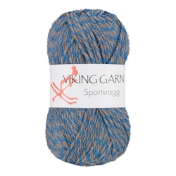 Garn Sportsragg, 50g, Grå/blå, 570