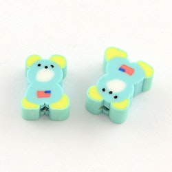 Polymerlerpärlor, Björnar, Aquamarine, 50 st